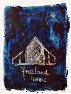 'freeland',  2000,   110x75cm   Mischtechnik auf Papier, (Privatsammlung)